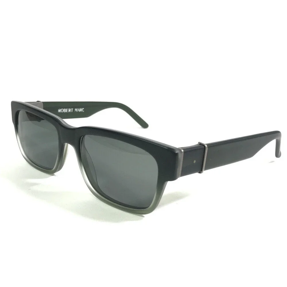 Robert Marc Sunglasses 678-271M Black Green Rectangular Frames w/ Green Lenses